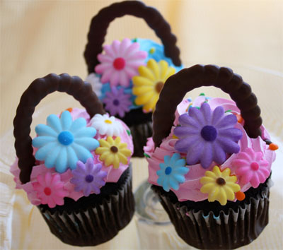 easter cupcakes ideas kids. Flower Basket Cupcakes