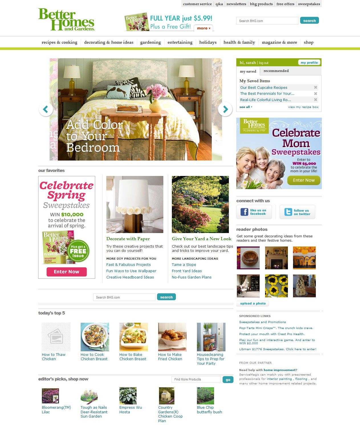 "Better Homes and Gardens Homepage"