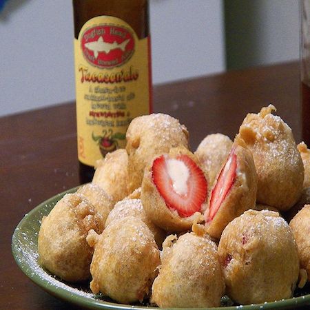 Deep-Fried Cheesecake Stuffed with Strawberries