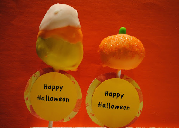 Pumpkin and Candy Corn Cake Pops