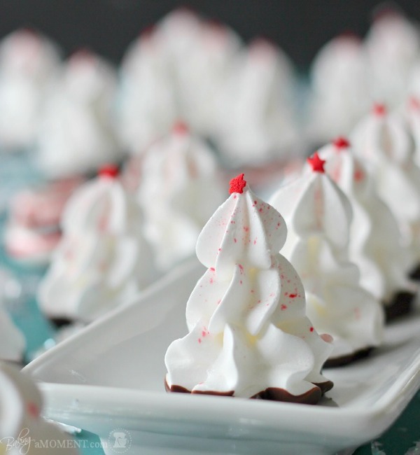 Chocolate Peppermint Meringue Christmas Trees