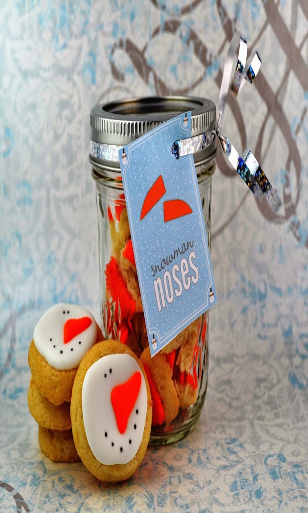 snowman nose cookies in a jar