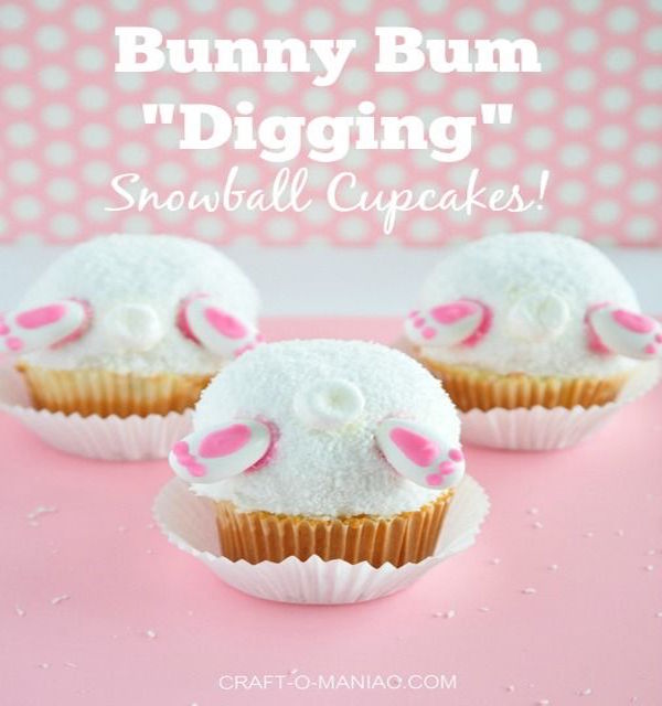 bunny bum snowball cupcakes