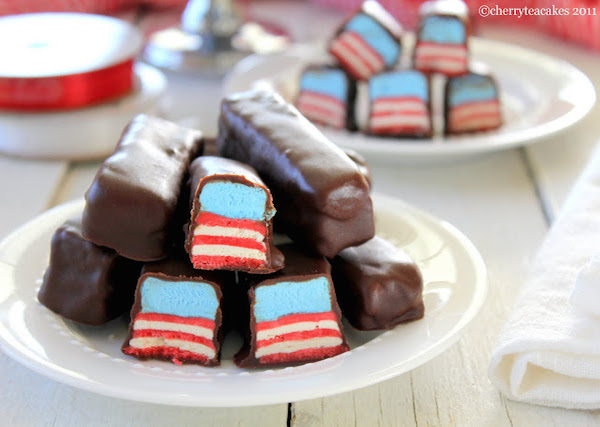 red, white and blue raspberry candy bars