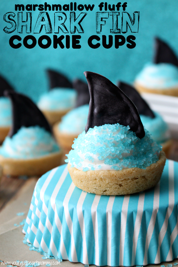 Marshmallow-Fluff-Shark-Fin-Cookie-Cups