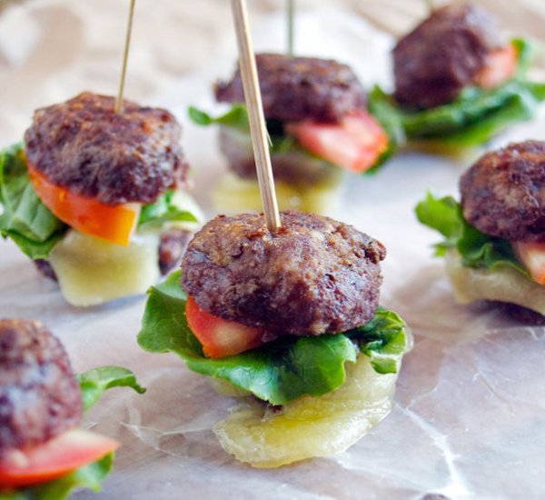 meatball sandwiches on a stick