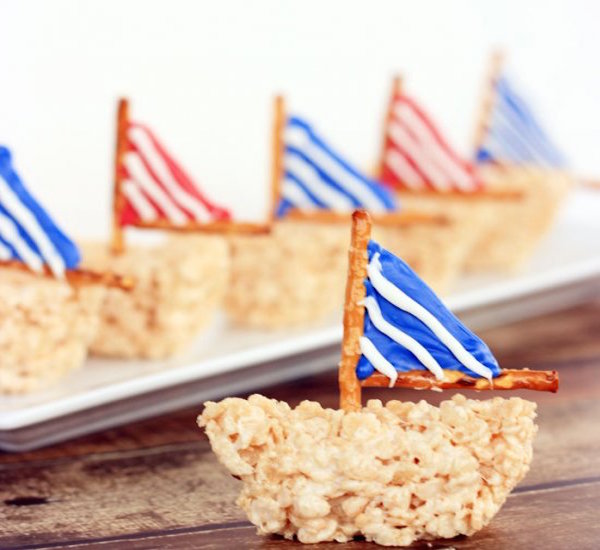 sailboat rice krispies treat