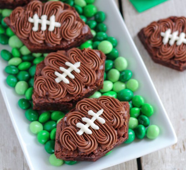 frosted football brownies