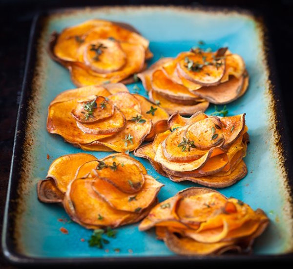 baked sweet potato roses