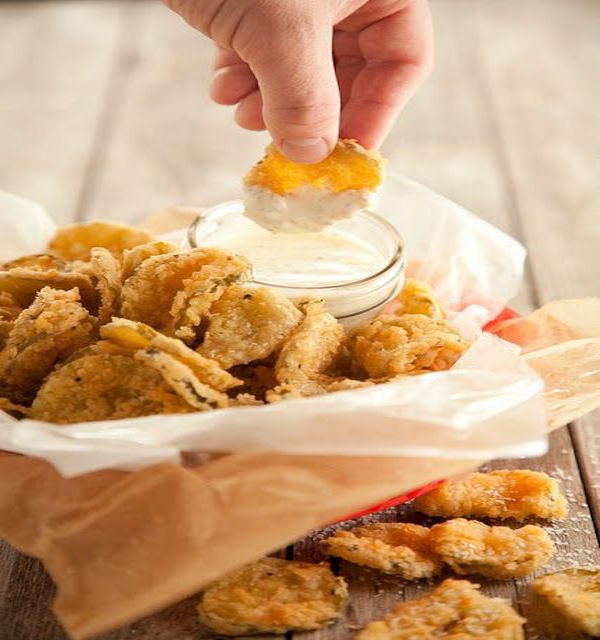 cilantro garlic ranch and fried pickles