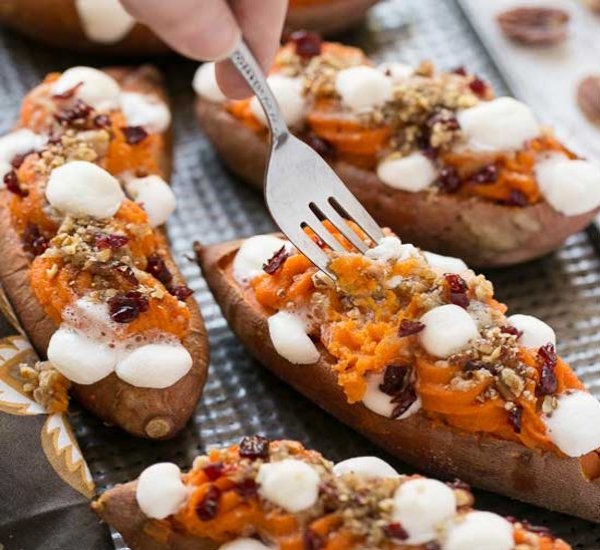 loaded twice baked sweet potatoes