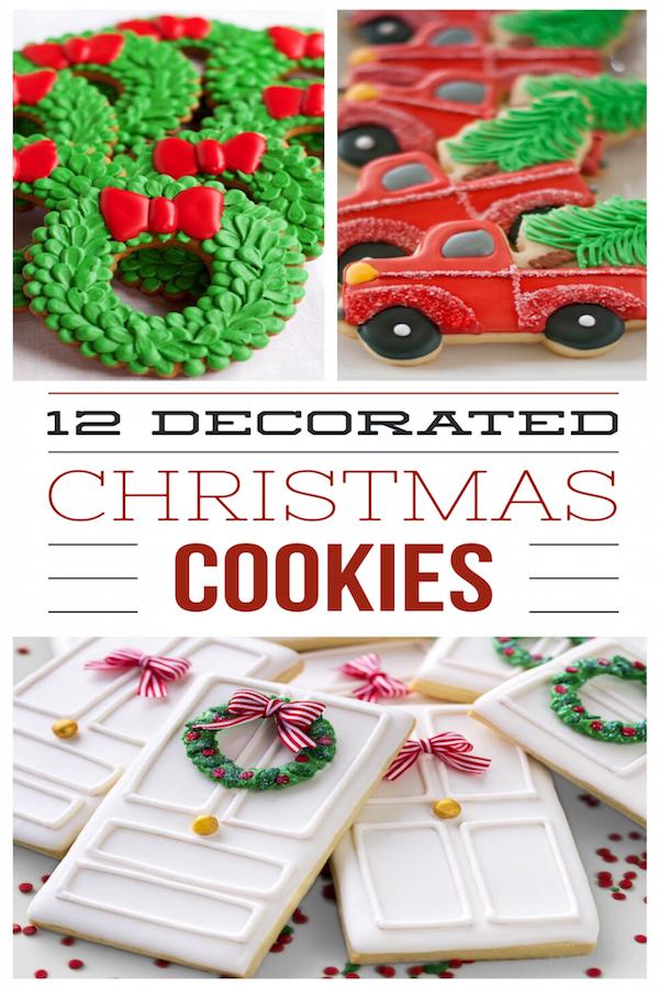 12 decorated christmas cookies