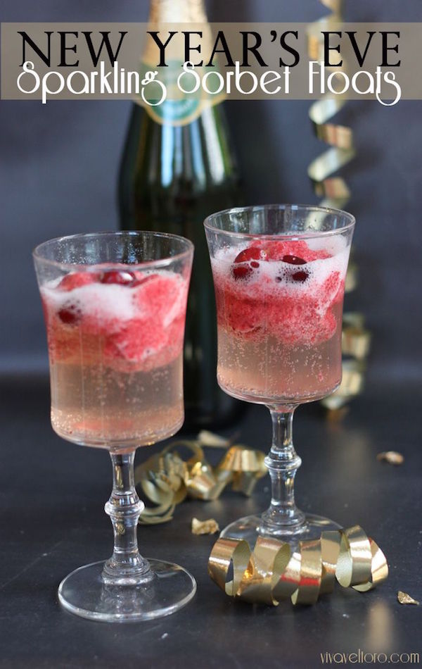 new year's eve sparking sorbet floats