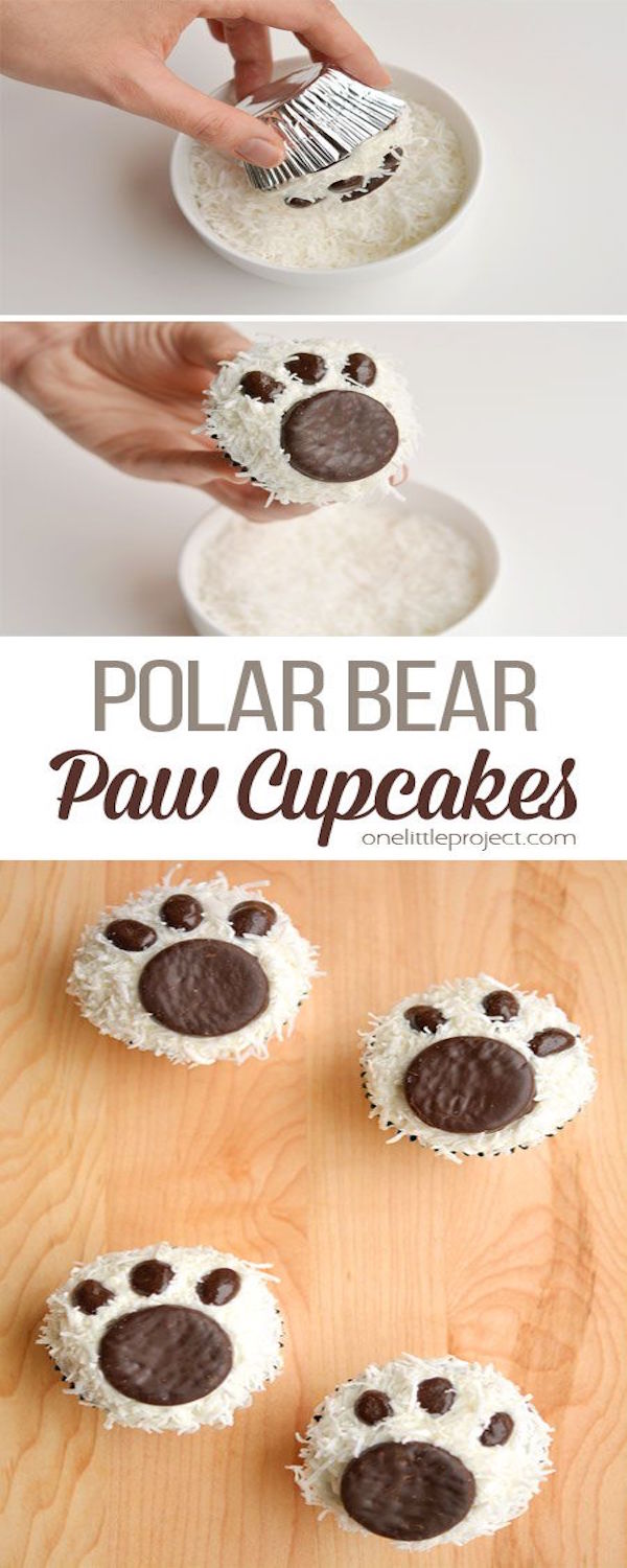 polar bear paw cupcakes