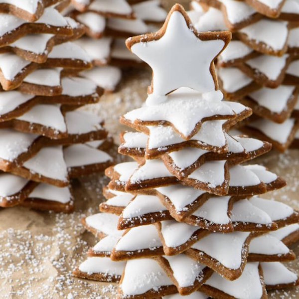 snowy gingerbread christmas trees