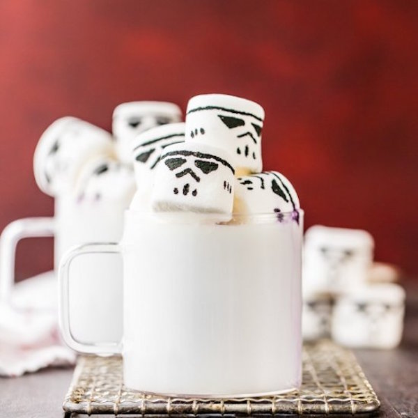 white hot chocolate with storm trooper marshmallows