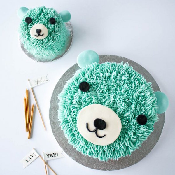 blue bear birthday cake