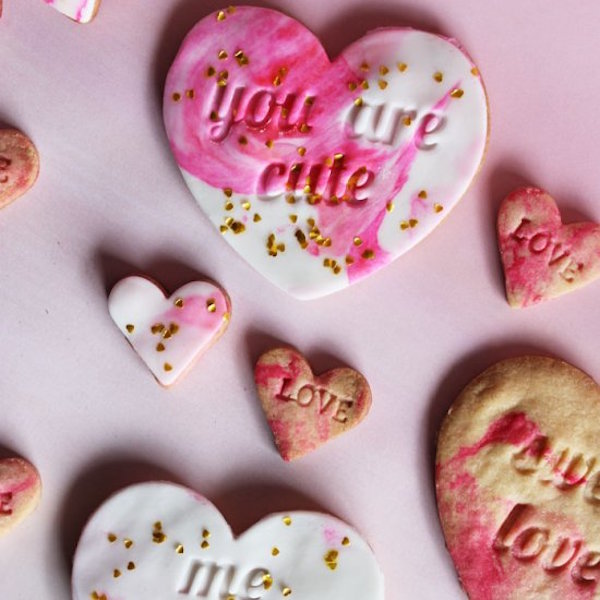 sweetheart marble fondant cookies