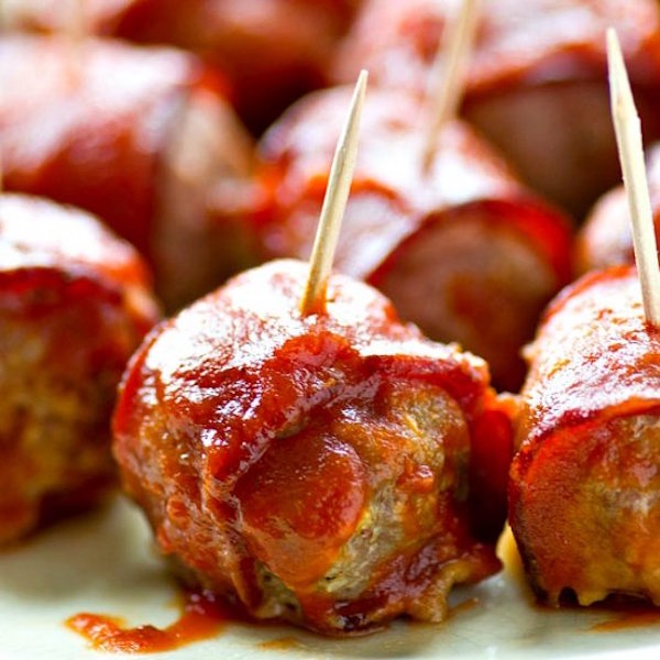 bacon-wrapped turkey meatballs