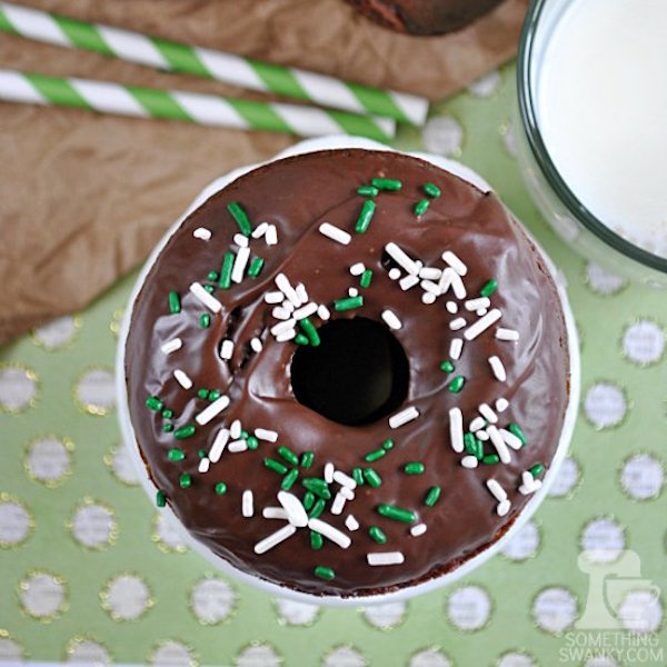 baked chocolate donuts with irish cream ganache