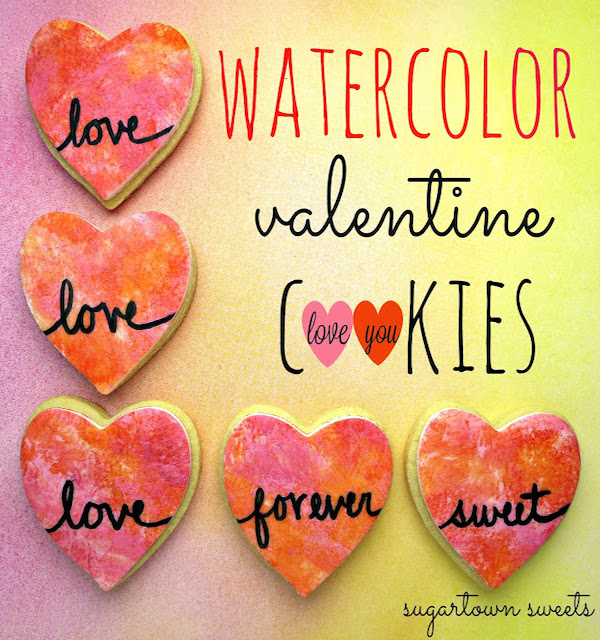 watercolor valentine cookies heart cookies