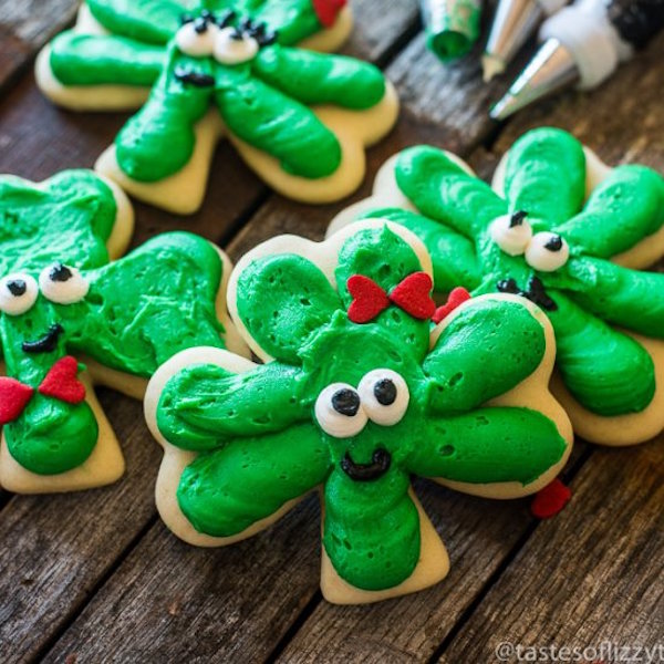 St. Patrick's Day Frosted Shamrock cookies