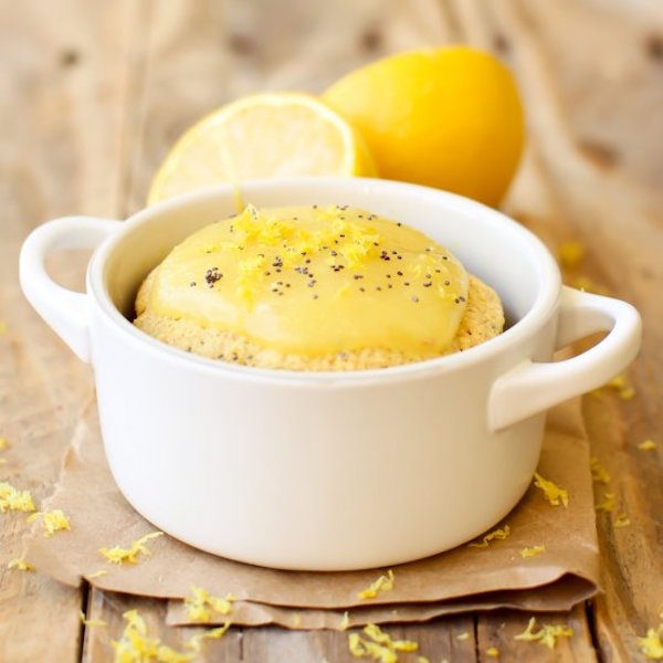 frosted lemon poppy seed mug cake