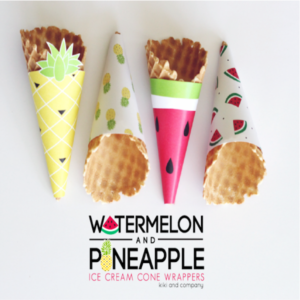 Watermelon-and-Pineapple-Ice-Cream-Cone-Wrappers