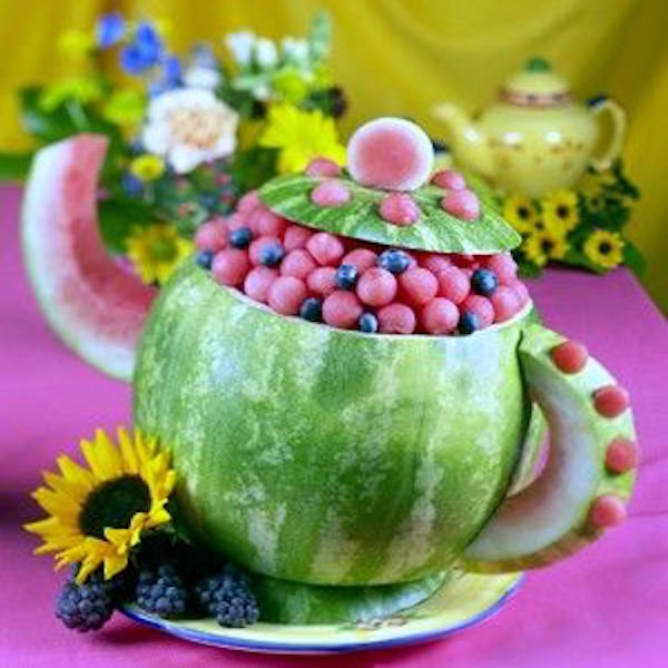 carve a watermelon tea pot