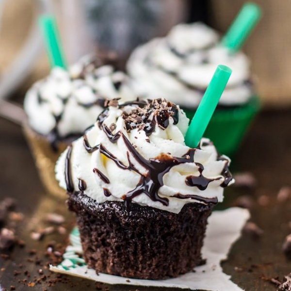 copycat starbucks double chocolate chip frappachino cupcake