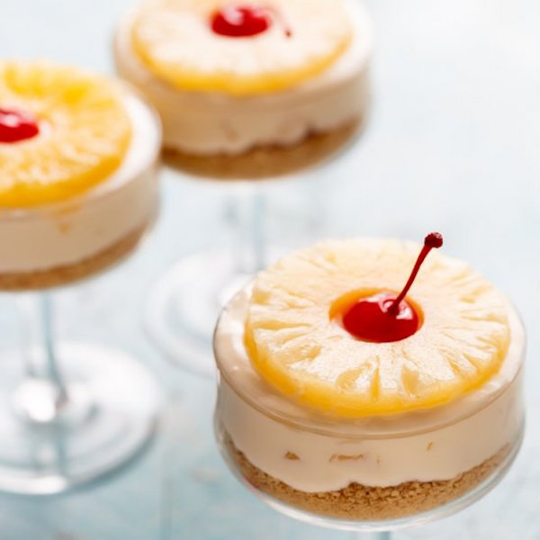 no-bake pineapple cheesecakes