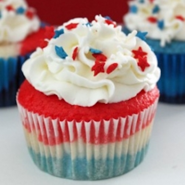 red, white, and blue cupcake