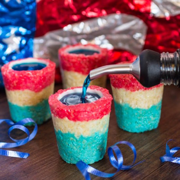 4th of July rice krispies treat shot glasses