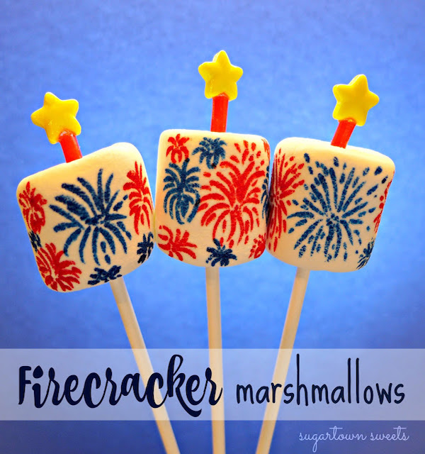 Firecracker marshmallows fourth of july crafts