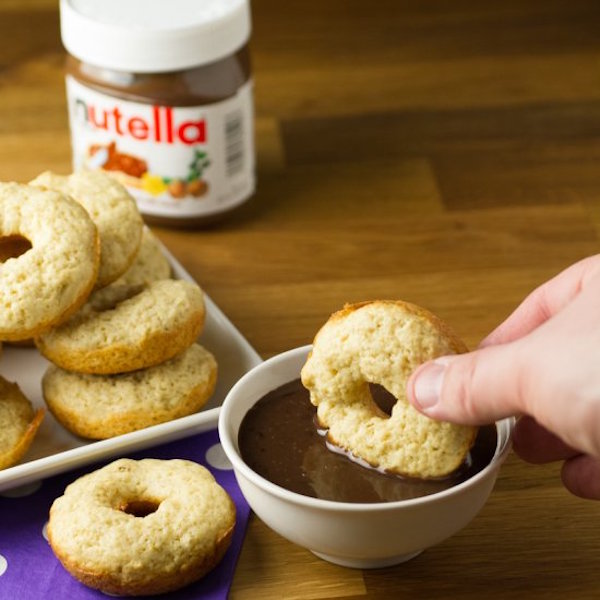 baked donuts with Nutella chocolate gravy