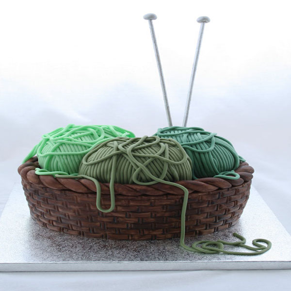 knitting basket cake