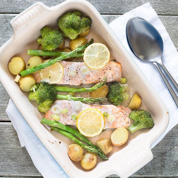 one-tray baked salmon