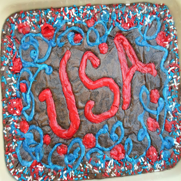 patriotic cream cheese decorated brownies