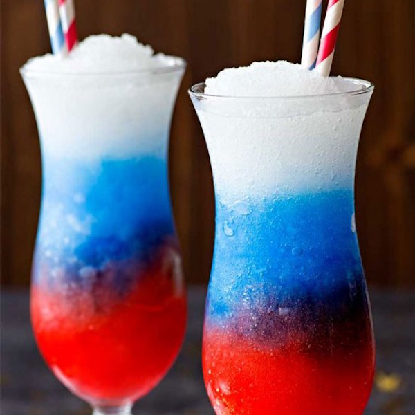 red, white, and blue lemonade slushie