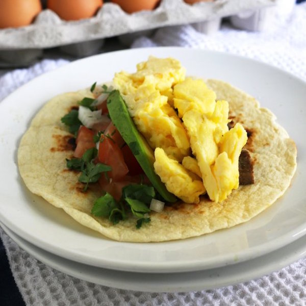 steak and egg breakfast taco