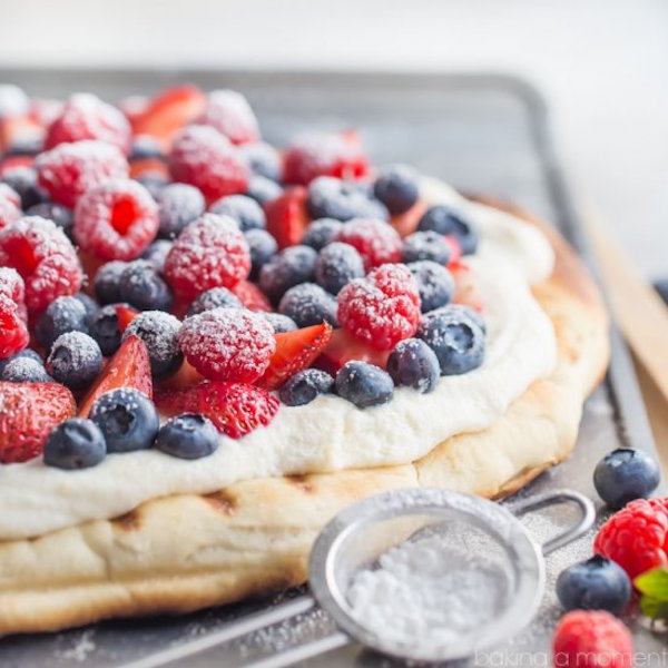 grilled berry pizza with whipped ricotta