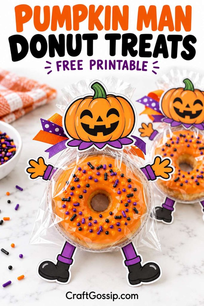 Pumpkin Man Doughnut Treats With a Free Halloween Printable